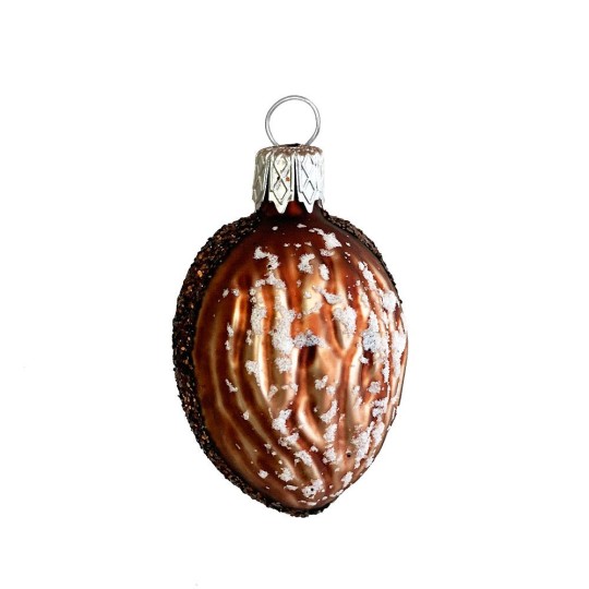 Lebkuchen Gingerbread Walnut Blown Glass Christmas Ornament ~ Czech Republic ~2" tall