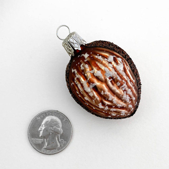 Lebkuchen Gingerbread Walnut Blown Glass Christmas Ornament ~ Czech Republic ~2" tall
