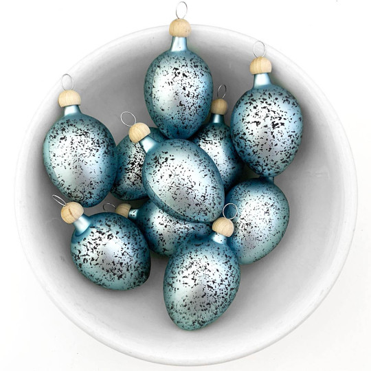 Speckled Egg Blown Glass Ornament ~ Czech Republic ~ 2-1/2" tall