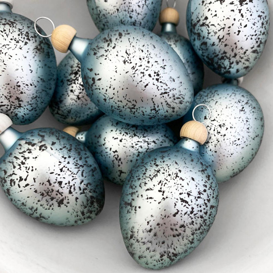 Speckled Egg Blown Glass Ornament ~ Czech Republic ~ 2-1/2" tall