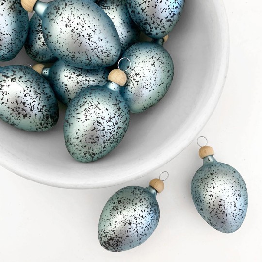 Speckled Egg Blown Glass Ornament ~ Czech Republic ~ 2-1/2" tall