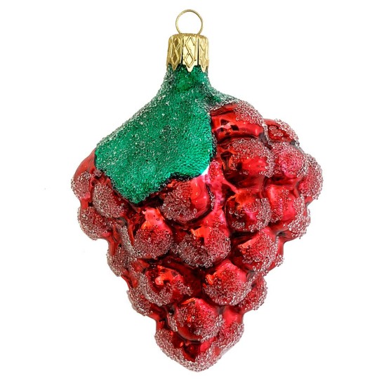 Red Grapes Blown Glass Ornament ~ Czech Republic ~ 3-1/4" long