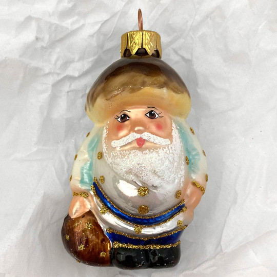 Mushroom Man Blown Glass Ornament ~ Germany ~ 3-1/2" tall