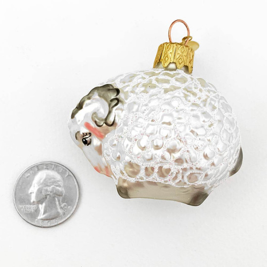 Curly Ram Blown Glass Sheep Ornament ~ Germany ~ 2" tall