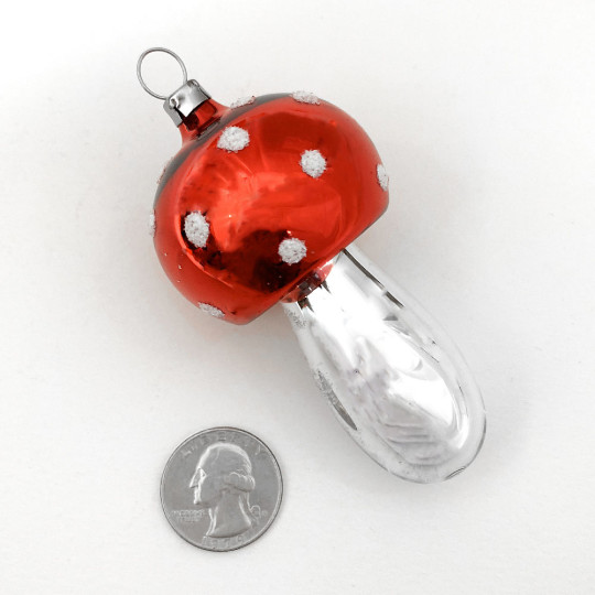 Large Freeform Mushroom Blown Glass Ornament ~ Germany ~ 3-3/4" tall