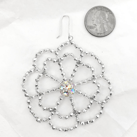 Fancy Beaded Flower Christmas Ornament with Rhinestones~ 2-1/2" ~ Czech Republic