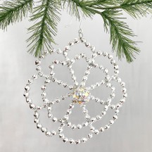 Fancy Beaded Flower Christmas Ornament with Rhinestones~ 2-1/2" ~ Czech Republic