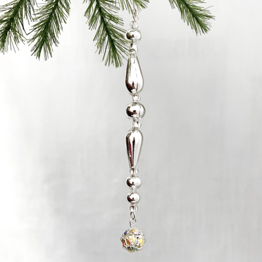 Fancy Beaded Drop Christmas Ornament with Rhinestones~ 4-1/2" ~ Czech Republic
