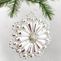 Fancy Beaded Rosette Christmas Ornament with Rhinestones~ 3" ~ Czech Republic