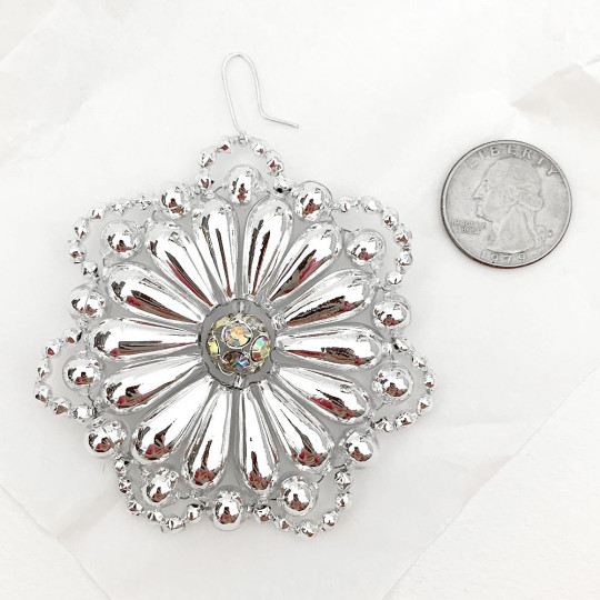 Fancy Beaded Rosette Christmas Ornament with Rhinestones~ 3" ~ Czech Republic