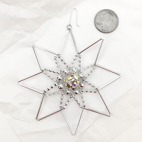 Beaded Star Christmas Ornament with Rhinestones~ 4" ~ Czech Republic