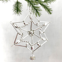 Fancy 3-D Beaded Star Christmas Ornament with Rhinestones~ 3" ~ Czech Republic