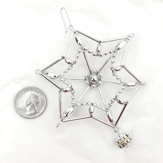 Fancy 3-D Beaded Star Christmas Ornament with Rhinestones~ 3" ~ Czech Republic
