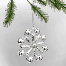 Fancy Beaded Flower Christmas Ornament ~ 3-1/2" ~ Czech Republic