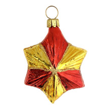 Shiny Red and Gold Blown Glass Star Ornament ~ Germany ~ 2-1/2" tall
