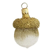 Clear + Gold Woodland Acorn Christmas Ornament ~ Czech Republic ~ 2-1/4" tall
