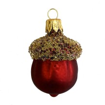 Burgundy Woodland Acorn Christmas Ornament ~ Czech Republic ~ 2-1/4" tall