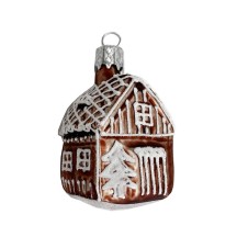 Petite Gingerbread House Blown Glass Ornament ~ Czech Republic ~ 2" tall