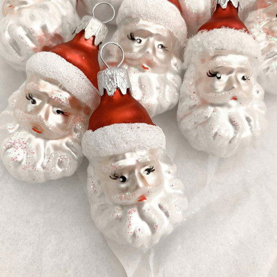 Mini Blown Glass Santa Ornament ~ Czech Repub. ~ 2" tall