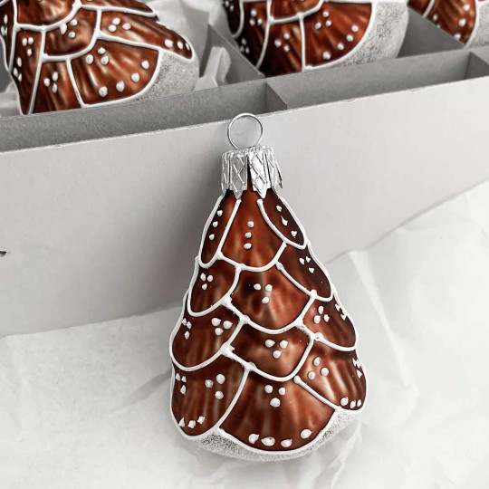 Gingerbread Tree Blown Glass Christmas Tree Ornament ~ 2-3/8"