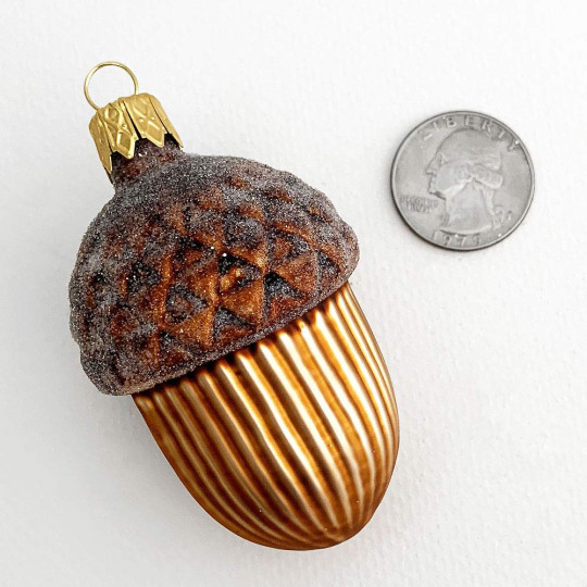 Large Woodland Acorn Christmas Ornament ~ Czech Republic ~ 2-3/4" tall