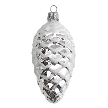 Silver Pine Cone Christmas Ornament ~ Czech Republic ~ 3-1/4" long