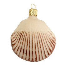 Blown Glass Clam Shell Ornament  ~ 2-1/2" tall