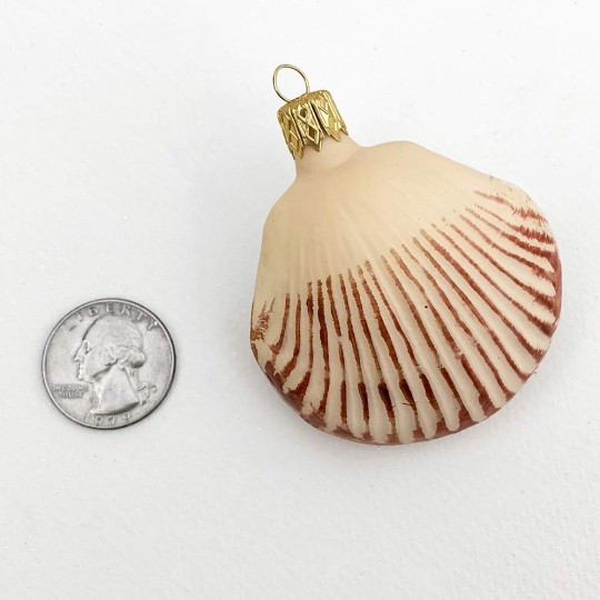 Blown Glass Clam Shell Ornament  ~ 2-1/2" tall