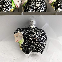 Black Sheep Blown Glass Ornament ~ Czech Republic ~ 2-1/2" tall