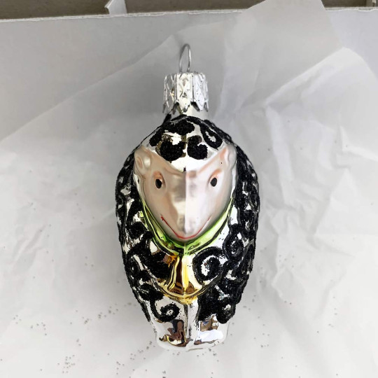 Black Sheep Blown Glass Ornament ~ Czech Republic ~ 2-1/2" tall