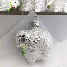 White Sheep Blown Glass Ornament ~ Czech Republic ~ 2-1/2" tall