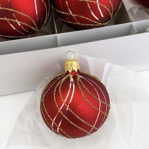 Burgundy Retro Ball Glass Ornament ~ Czech Republic ~ 2-1/4" across