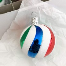 Retro Swirl Ball Glass Ornament ~ Czech Republic ~ 2-1/4" across