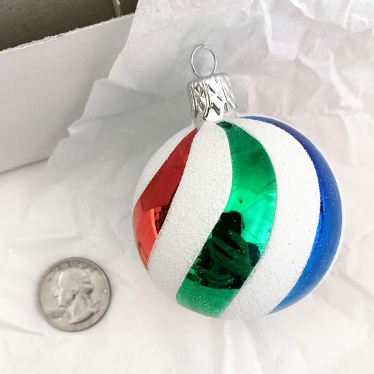 Retro Swirl Ball Glass Ornament ~ Czech Republic ~ 2-1/4" across