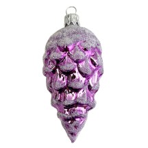 Violet Purple Pine Cone with Open Scales Blown Glass Christmas Ornament ~ 3-1/2" long