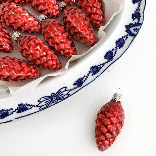 Petite Matte Dark Red Pine Cone Christmas Ornament ~ 2-3/8" long