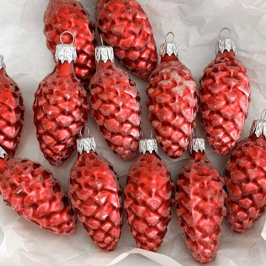 Petite Matte Dark Red Pine Cone Christmas Ornament ~ 2-3/8" long