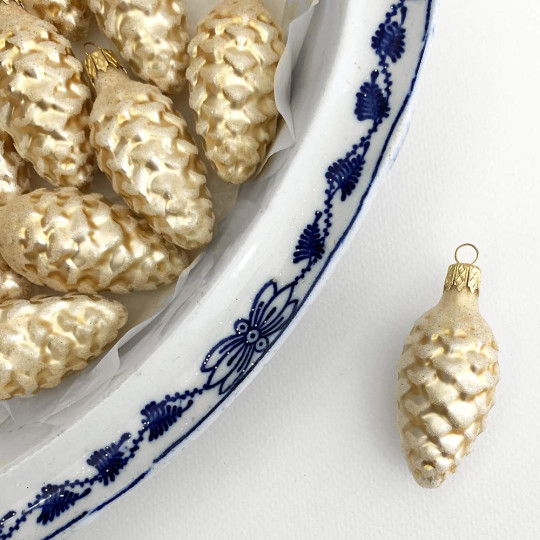 Petite Matte Champagne Pine Cone Christmas Ornament ~ 2-3/8" long