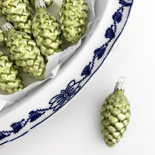 Petite Matte Green Pine Cone Christmas Ornament ~ 2-3/8" long