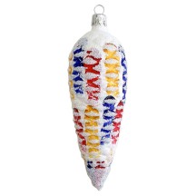Long Colorful Artist Pine Cone Blown Glass Christmas Ornament ~ 5-1/2" long