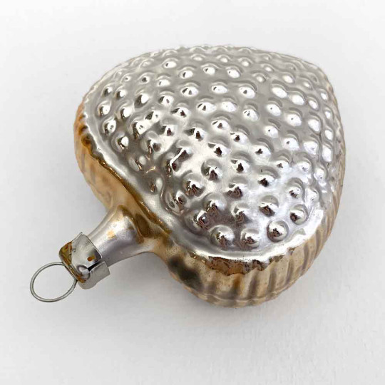 Floral Heart Blown Glass Ornament ~ Germany ~ 2-3/4" tall