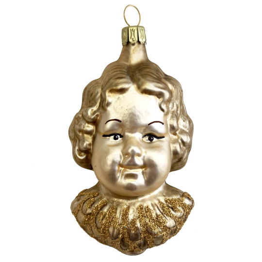 Large Angel Head Blown Glass Ornament ~ Germany ~ 3-3/4" tall