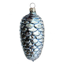 Light Blue Pine Cone Blown Glass Ornament ~ Germany ~ 3" tall