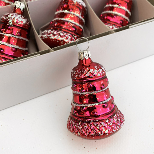 Wine Red Blown Glass Bell Ornament ~ Germany ~ 2-1/2" tall