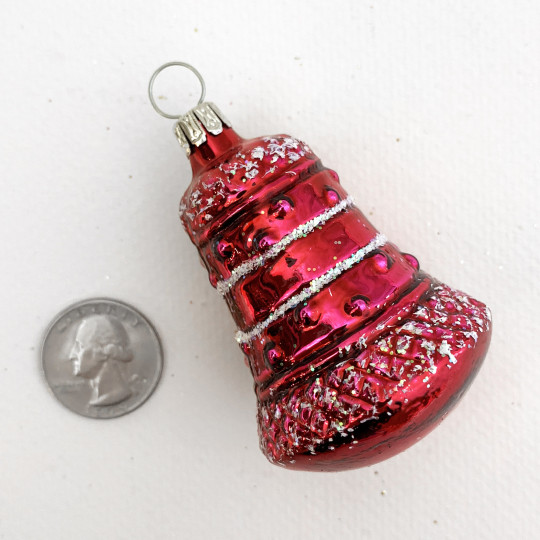 Wine Red Blown Glass Bell Ornament ~ Germany ~ 2-1/2" tall