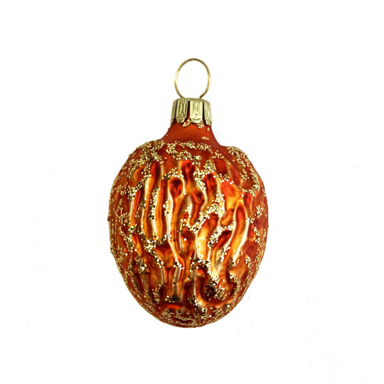 Matte Copper Blown Glass Walnut Ornament ~ Germany ~ 2-1/4" tall