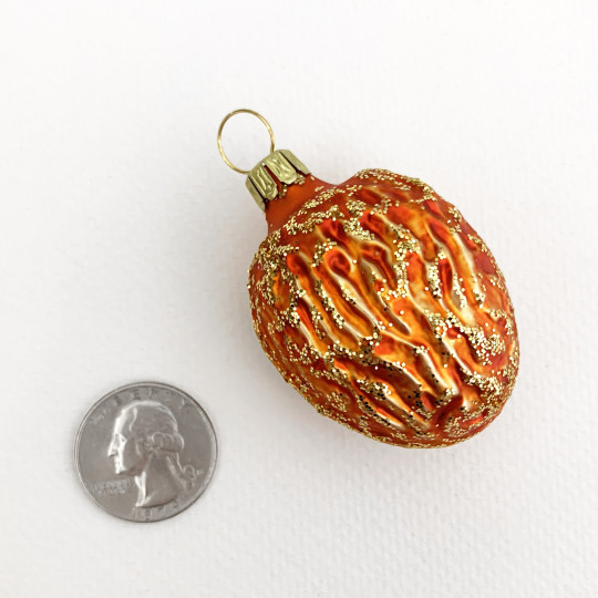 Matte Copper Blown Glass Walnut Ornament ~ Germany ~ 2-1/4" tall