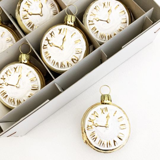 Blown Glass Pocket Watch Ornament ~ Germany ~ 1-3/4" tall