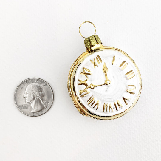 Blown Glass Pocket Watch Ornament ~ Germany ~ 1-3/4" tall