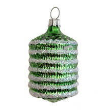 Green Blown Glass Lantern Ornament ~ Germany ~ 2-1/2" tall